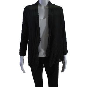 Soallure Womens Silk Long Sleeves V Neck Pull On Wrap Blouse Black Size Small